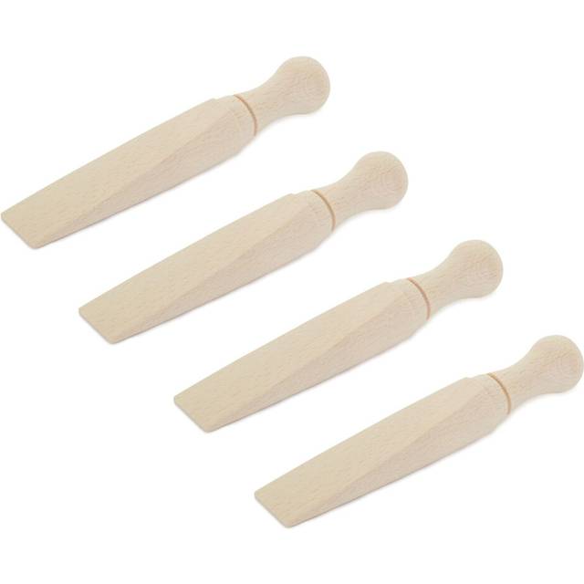 Pack Of 4 Beechwood Doorstop Wedge | Traditional Wooden Door Wedge Door Stopper Wedge | Set of 4 Beech Wood Floor Door Stop Wood Doorstop Wedge