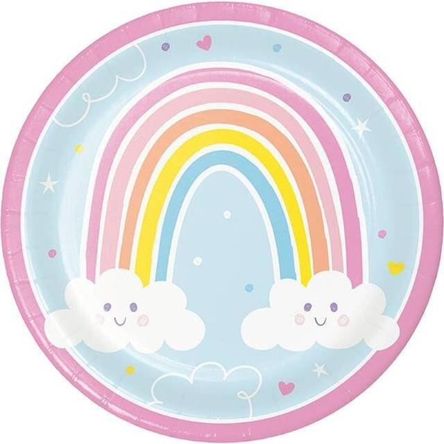 9 in. Happy Rainbow Dinner Plates, Multi Color