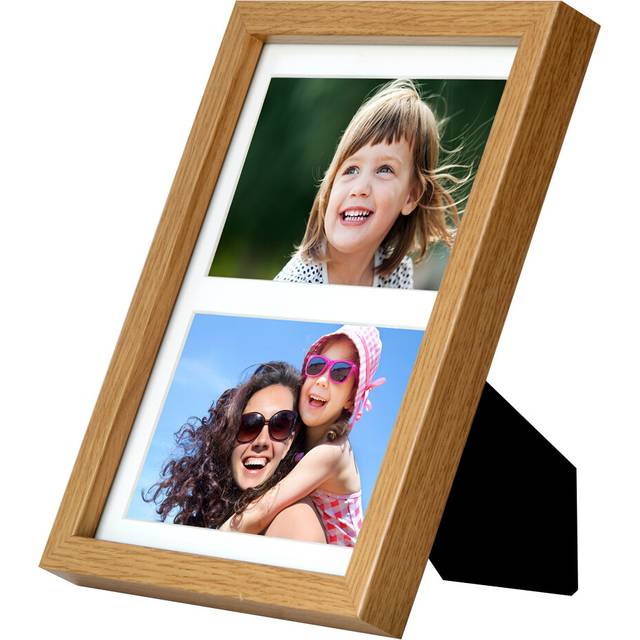 BD ART 7x9-Inch - 2 Openings Oak Collage Picture Frame with Mat for 2 Photos 4x6-Inch