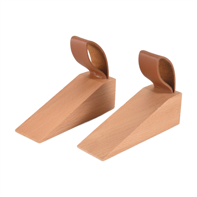 Wooden Door Stopper, Solid Wood Non-Slip Door Wedges, Sturdy and Durable Door Stop Wedge, Security Door Stopper (2 Pcs)