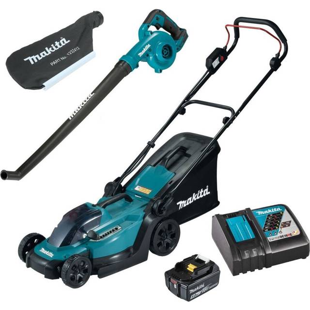 DLM330RT 18v lxt Cordless Lawn Mower 33cm + Blower Vacuum 1 x 5ah Battery - Makita