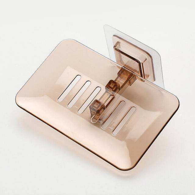 (a-Brown) Soap Dishes Drain Wall Mounted Soap Sponge Holder Storage Rack Bathroom Organizer Soap Draining Holder Kitchen Hanging Soap Box