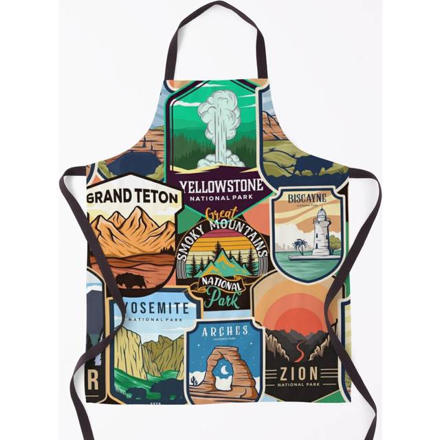 National Parks Logo Design Grill Aprons for Kitchen BBQ Chef