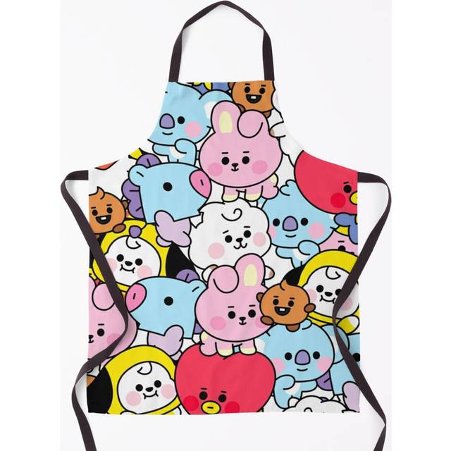 Baby BT21 Pattern Grill Aprons for Kitchen BBQ Chef