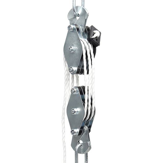 XPOtool Hoist up to 180kg Pulley with 20m Rope Manual Winch w/Guide Rollers Max. Lifting Height 3m