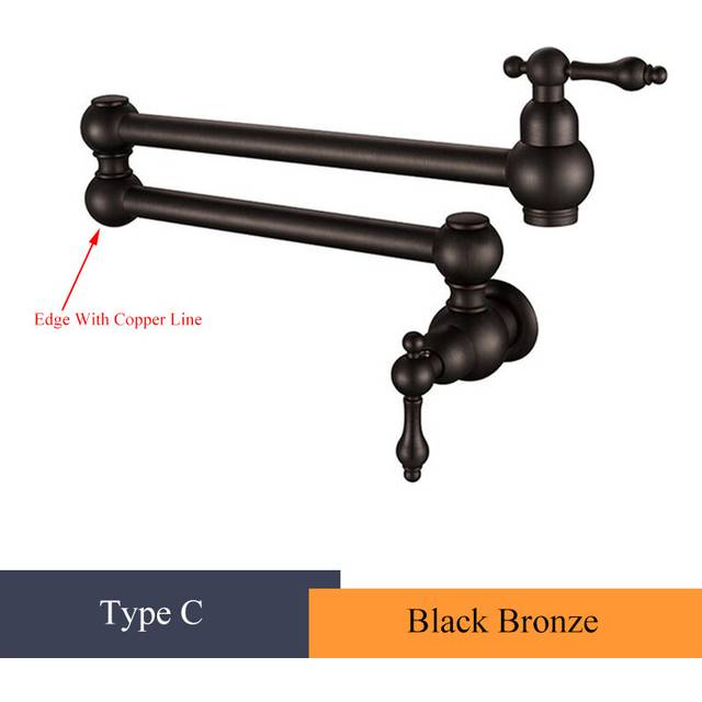 (Black Bronze C) Brushed Gold Kitchen Faucet Wall Mount Bathroom Basin Faucet Cold Water