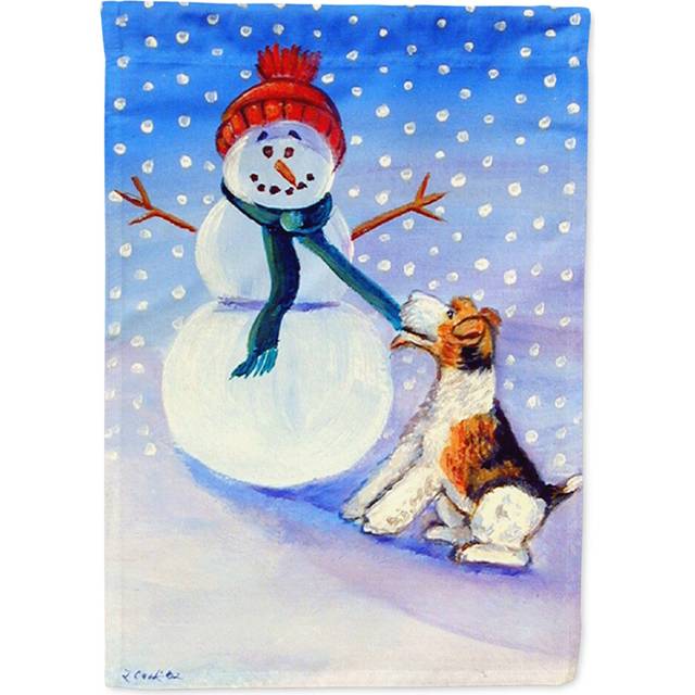 """""Caroline's Treasures 7156CHF Snowman with Fox Terrier Flag Canvas  Large  Multicolor"""""
