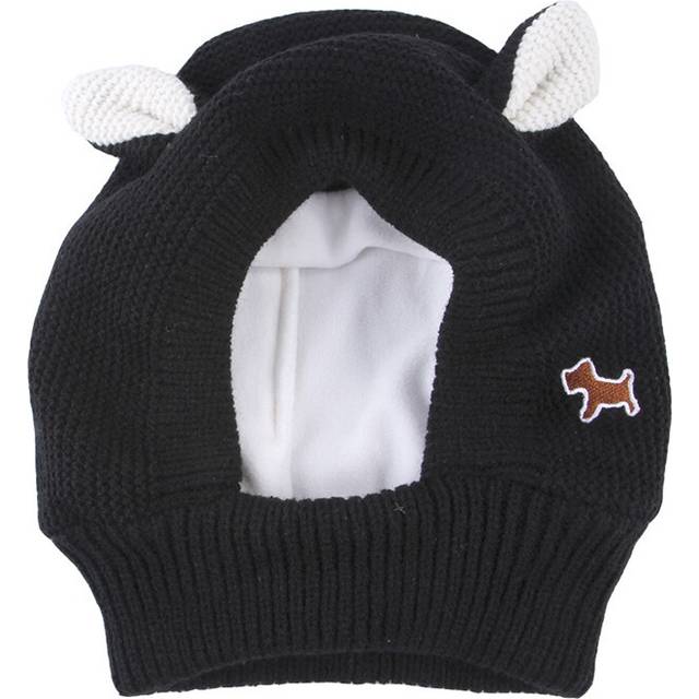 (Black) Quiet Dog Ear Muffs Noise Protection Pet Ears Covers Knitted Hat Anxiety