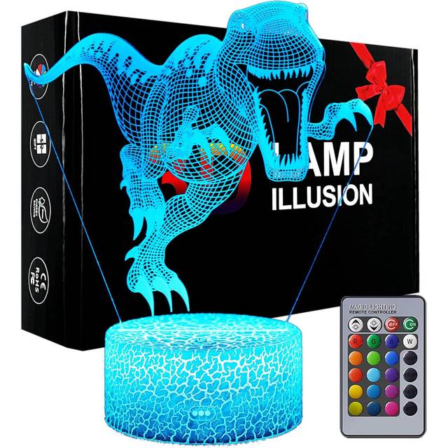 Dinosaur Night Light Children 3D Illusion Table Lamp Remote Control T Rex Dinosaur Toys for Kids 2 3 4 5 6 7 8-12 Year Old Boys Birthday Gifts