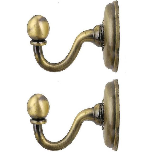 (As show, One size) 2x Metal Curtain Holdback Wall Tie Back Hooks Hanger Holder Window Curtain Hooks