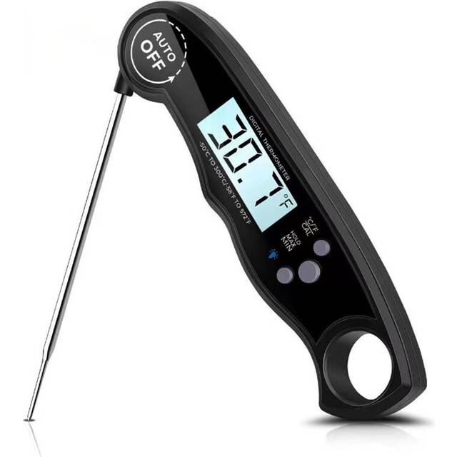 (Black) Waterproof Digital Instant Read Food Thermometer For BBQ Kitchen Cooking Baking
