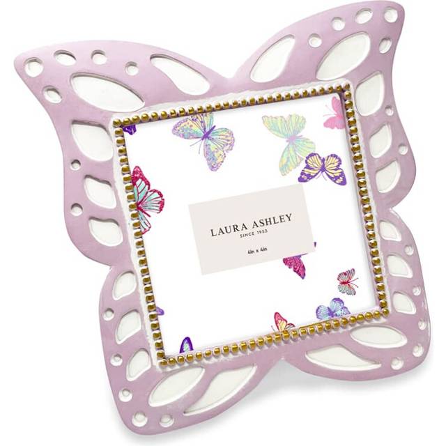 Laura Ashley 4x4 Lavender Resin Butterfly Picture Frame with Dotted Edges  Photo Frame with Black Fabric Easel  Made for Tabletop & Wall-Hanging Displ