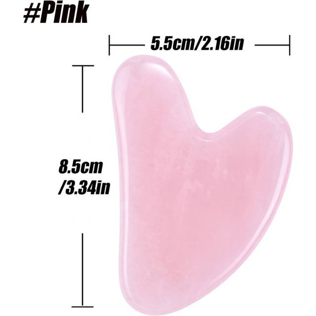 (a-Pink) Gua Sha Facial Tool Guasha Scraping Massage Tool Rose Quartz Gua Sha Comb for SPA Acupuncture Therapy Comb Edge Gua Sha Board