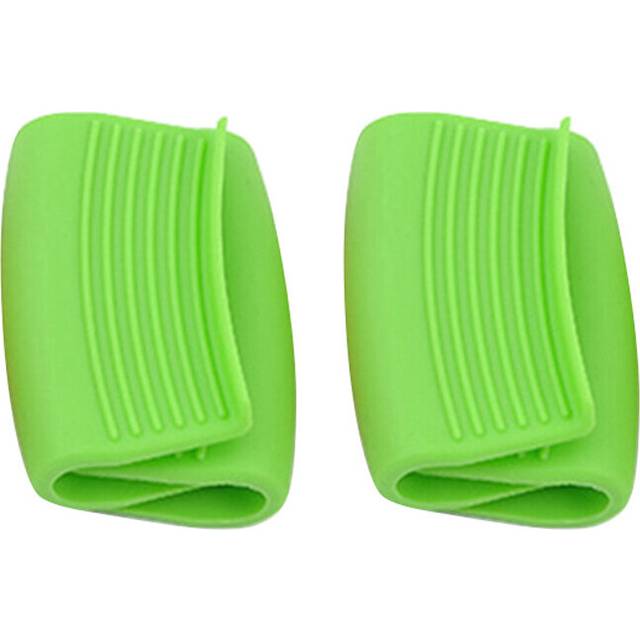 (2pcs green) 2pcs Silicone Pot Clips Heat Resistant Pan Handle Cover Grip Oven Mitts Anti-Scalding Gloves for Cooking Clamp Kitchen Tools