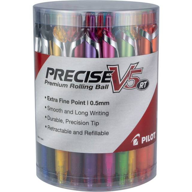 PILOT  Precise V5 RT Refillable & Retractable Rolling Ball Pens  Extra Fine Point 0.5 mm  Assorted Colors  Tub of 48