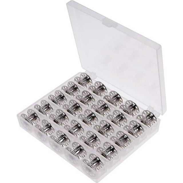 (As show, One size) 25 Metal Spool With Case For Brother Singer Bernina Pfaff Elna Babylock Kenmore Juki Standard Home Sewing Machine - JXLGV