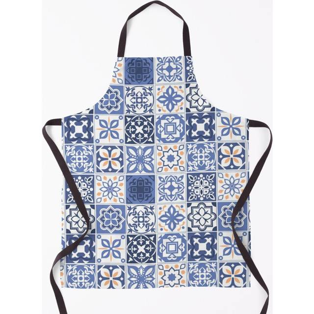 Blue Portuguese Tile Grill Aprons for Kitchen BBQ Chef