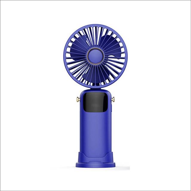 3000MAh Summer Handheld Fan Portable Folding Fan USB Charging High Wind Power Fan with LED Screen for Student Blue