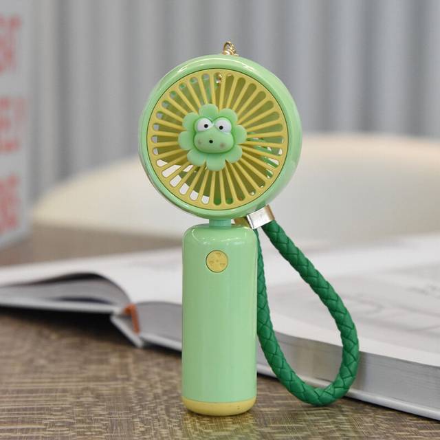 (Green) Fan Small Handheld Usb Charging Powerful Breeze Cooling Portable With Keychain