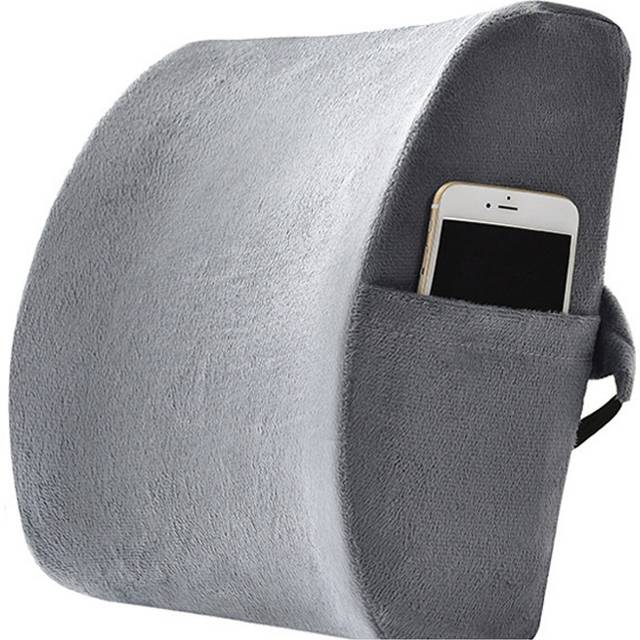 (  Grey) Memory Foam Lumbar Back Support Cushion Waist Pillow Office Home Car Chair Seat