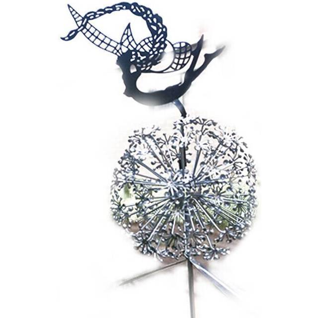 (E) (A) Metal Flower Fairy Dandelions Statues Dance Together Yard Ornaments Garden Decor