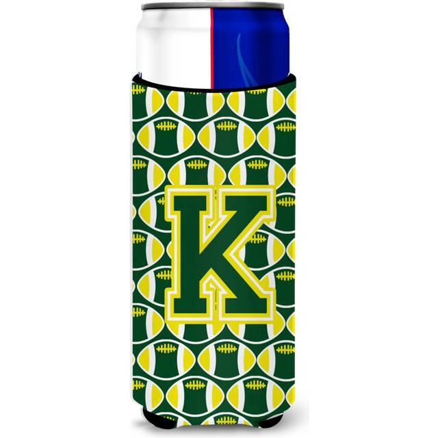 Letter K Football Green and Yellow Ultra Beverage Insulators for slim cans CJ1075-KMUK