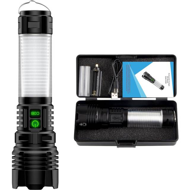 Chronus LED Rechargeable Flashlight - 2000 Meters Long Beam Super Bright LED Flashlight, Waterproof Camping Tent Lights 5 Modes, Zoomable Camping