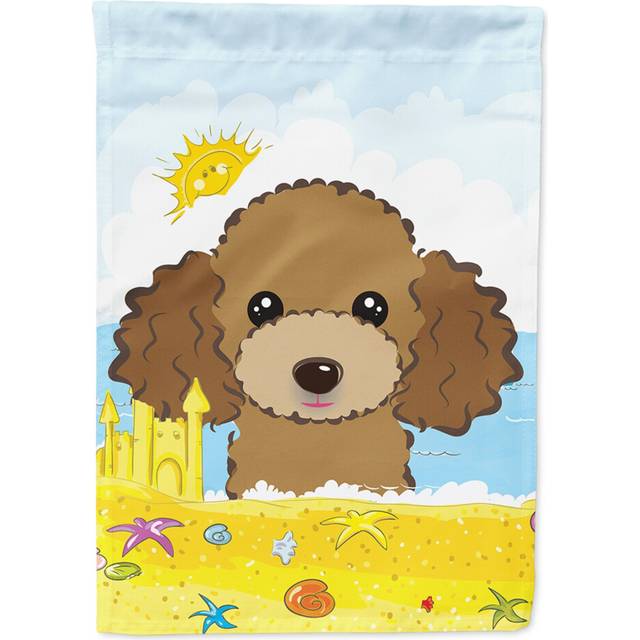 Caroline's Treasures BB2124CHF Chocolate Brown Poodle Summer Beach Flag Canvas House  Large  Multicolor