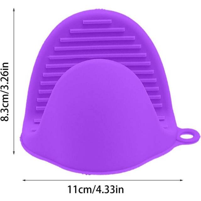 (Purple) Thicken Food Grade Silicone Gloves Kitchen Gipping Insulation  oven Grip Clips Anti Scald Heat Resisting Non Slip Ovens Gloves