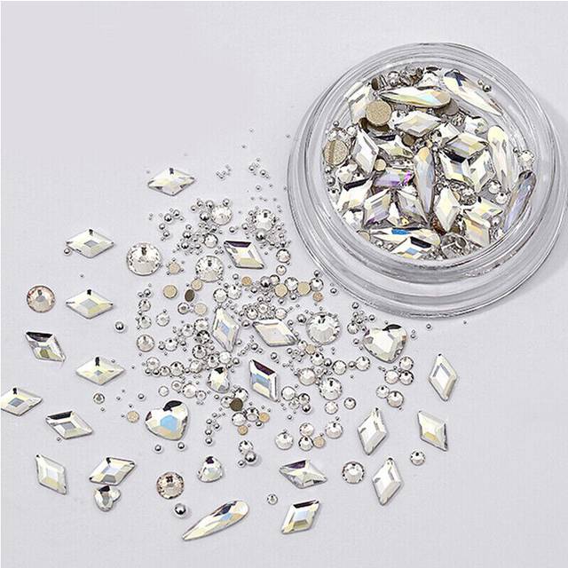 Crystal AB Rhinestone Flat Back Loose Diamante Glass Gems Nail Art Craft Decor #
