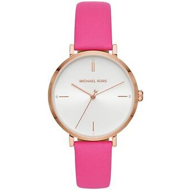 Womens wristwatch michael kors jayne mk7126 leather fuchsia gold rose