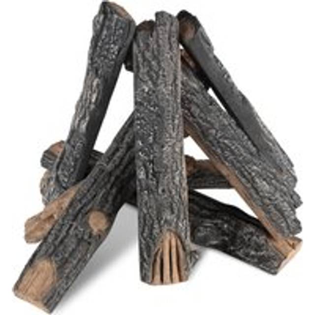 VEVOR 8 Pcs Oak Logs, Gas Fireplace Ceramic Logs for Fire place, Heat-Resistant Wood Log Gas Realistic Logs, Stackable Wood Branches for Gas Fireplace, Firebowl Indoor or Outdoor