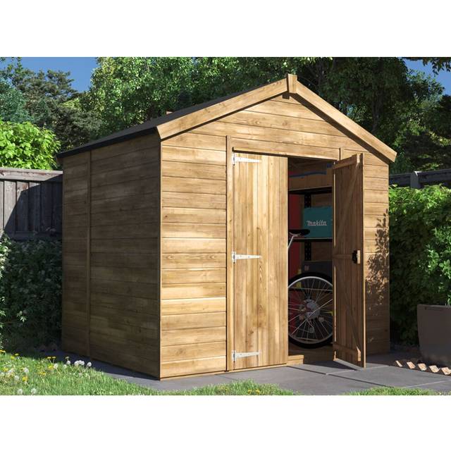 Dunster House Wooden Garden Shed 2.4m x 1.8m Outdoor Storage Building with Apex Roof, Overlord Modular