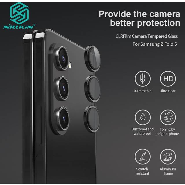 Nillkin CLRFilm Camera Tempered Glass For Samsung Galaxy Z Fold 5 Full lens protection anti fragmentation 0.4mm thickness black svart
