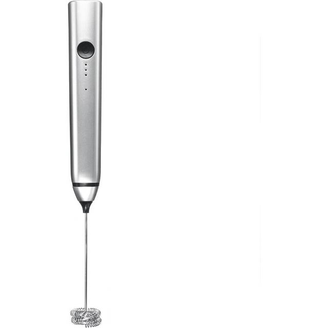 (Silver) 2 in 1 Whisk Milk Frother Handheld Electric USB Charging 3 Gear Egg Beater Milk Frother