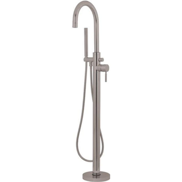 Concord Floor Mount Tub Filler with Hand Shower & Metal Lever Handle Satin Nickel