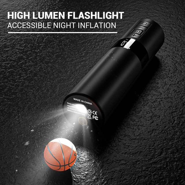 Electric Air Ball Pump, Portable Battery Powered Ball Pump with LCD Display Needles 12 PSI Mini Air black