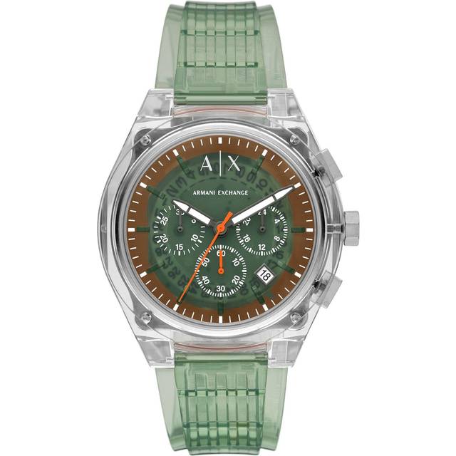 Armani Exchange Sync Men's Chronograph Clear Green Polyurethane Watch
