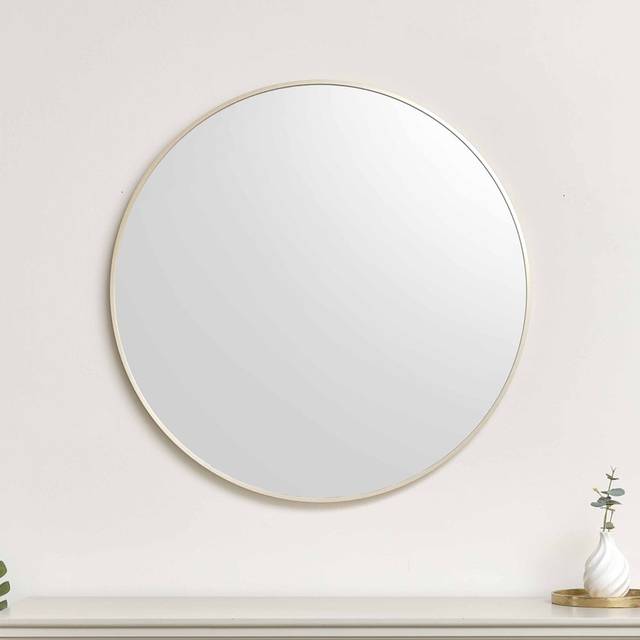 Large Round Gold Wall Mirror - 80Cm X 80Cm - Champagne Gold (80cm H X 80cm W X 3cm D)