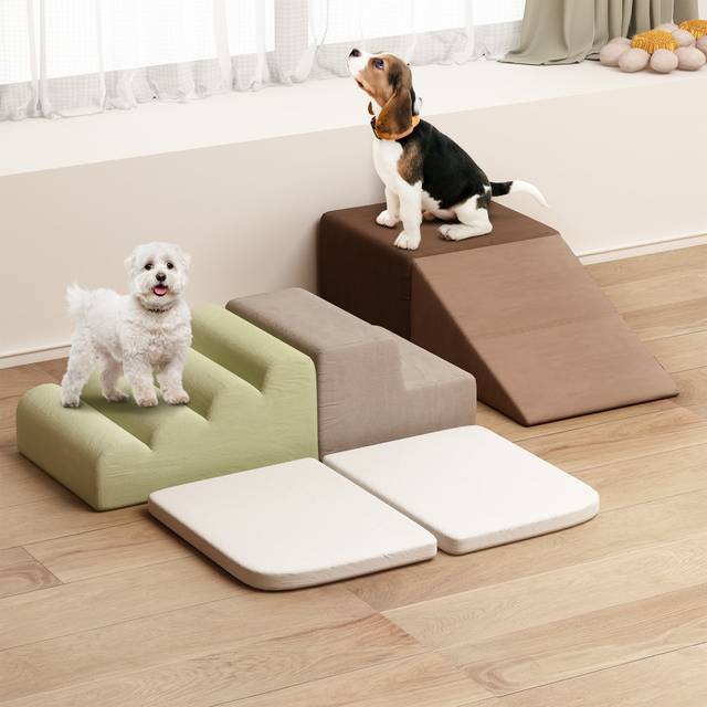 Colourful Pet Ramp Dog Stairs Foam Block Unit (Set of 6) - Grey (24cm H X 140cm W X 78cm D)