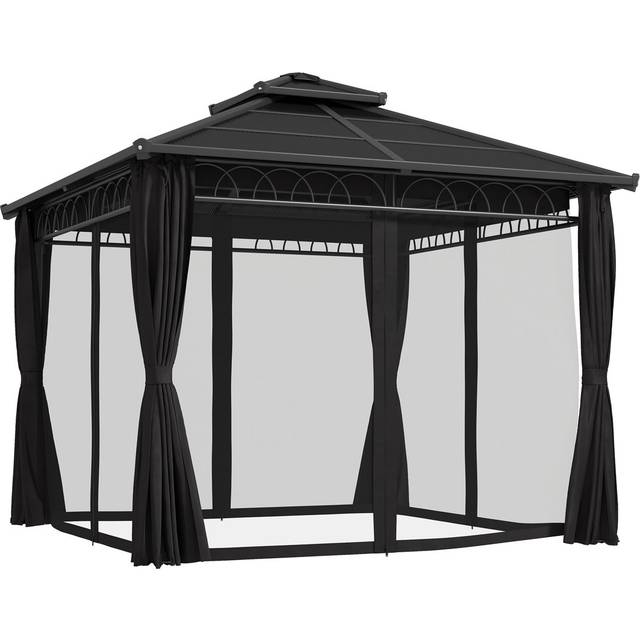 25 Ft. W x 25 Ft. D Metal Hardtop Gazebo - Dark Grey (300cm W X 300cm D X 278cm H)