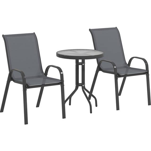 Round 3 - Piece 2 - Person 60Cm L Outdoor Bistro Set - Dark Grey (2)