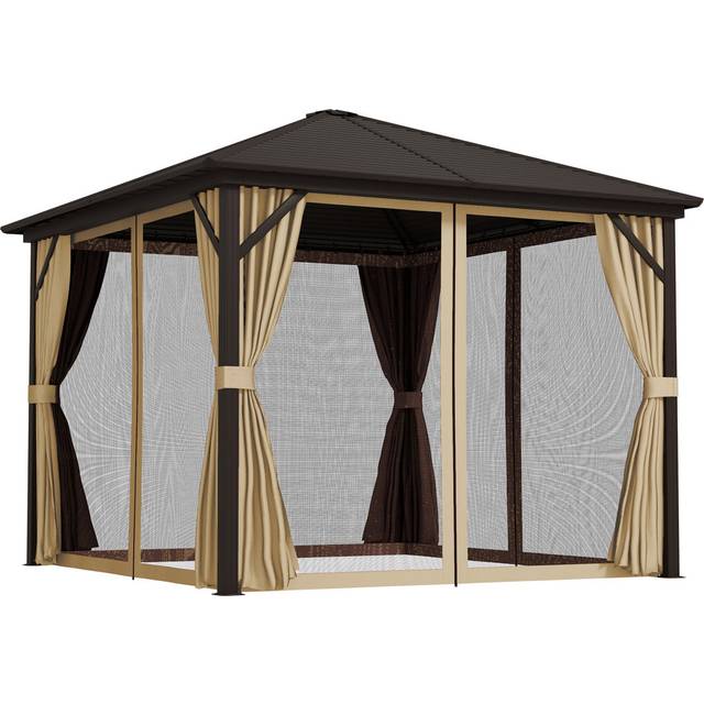 25 Ft. W x 25 Ft. D Aluminium Hardtop Gazebo - Bronze Tone (298cm W X 298cm D X 260cm H)