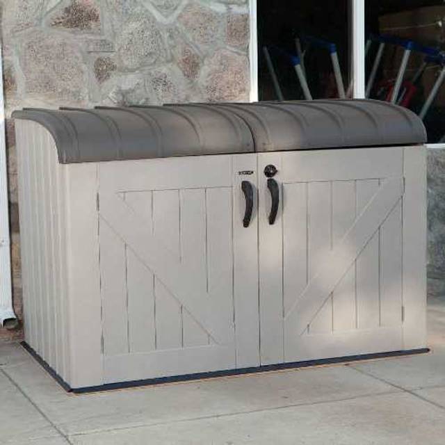 Breashears 7 ft. W x 5 ft. D Plastic Metal Sliplap Pent Garbage Shed - Grey (213.36cm W X 137.16cm D X 182cm H)