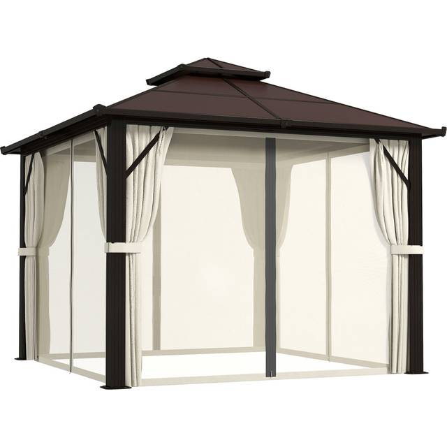 25 Ft. W x 25 Ft. D Aluminium Hardtop Gazebo - Brown (300cm W X 300cm D X 263cm H)