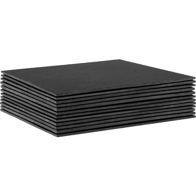Argon Tableware Linea Square Slate Placemats - 33cm - Pack of 12, Black