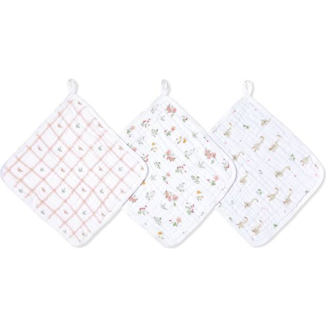 Aden + Anais aden + anais Pink Essentials Country Floral 100% Cotton Muslin Washcloth Set 3 Pack