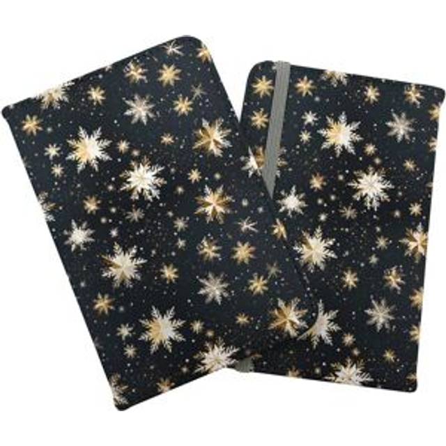 Silver Gold Snowflake Pattern Passport Cover - Blue - One Size
