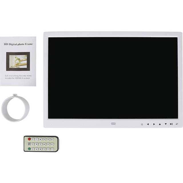 15  1280 * 800 HD Screen Digital Photo Frame Alarm Clock Movie Player (White) EU PLUG white