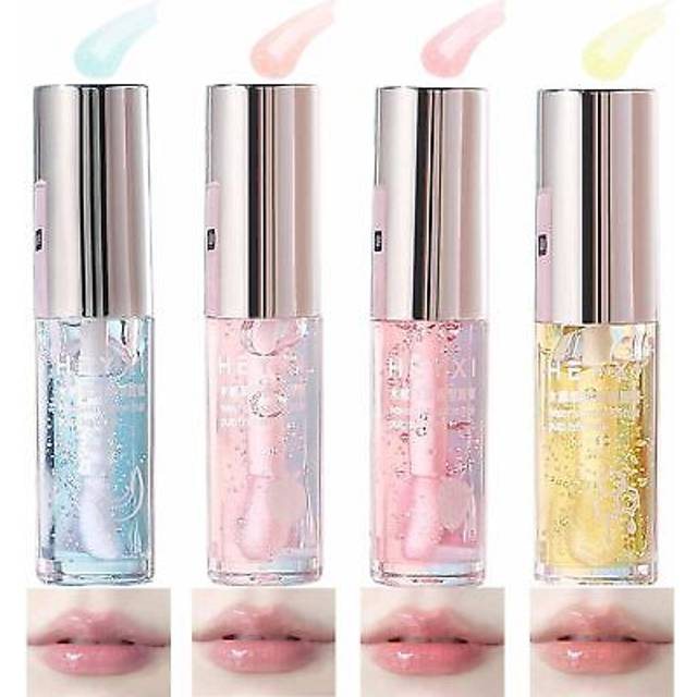 Crystal Lip Glow Oil Set Nourishing Tinted Hydrating Lip Oil Vegan Long Lasting Clear Lip Gloss Fruit Flavoured Lip Oil For Women